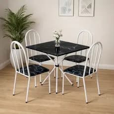 Conjunto Jogo Mesa Trançada Cozinha 4 Cadeiras Sala Jantar Casa Apartamento Pequeno Compacto
