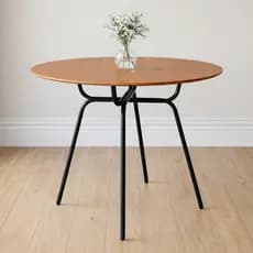 Mesa de Jantar 4 Lugares Redonda Tampo 90x90 Madeira MDF Estrutura Industrial Aço Tubular Cozinha
