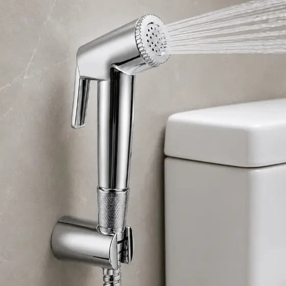 Ducha Higiênica Cromada Completa Bidê Chuveirinho Com Mangueira e Suporte Para Banheiro Lavabo
