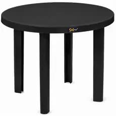 Mesa Plástica Redonda Pé Desmontável Resistente Reforçada Cor Preta Eventos Buffet Jardim Área Lazer