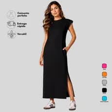 Vestido Algodao Midi Muscle Casual Basico
