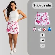 Short saia alfaiataria floral estampado