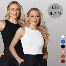 Kit 2 Regatas Ribana Canelada Casual Basica