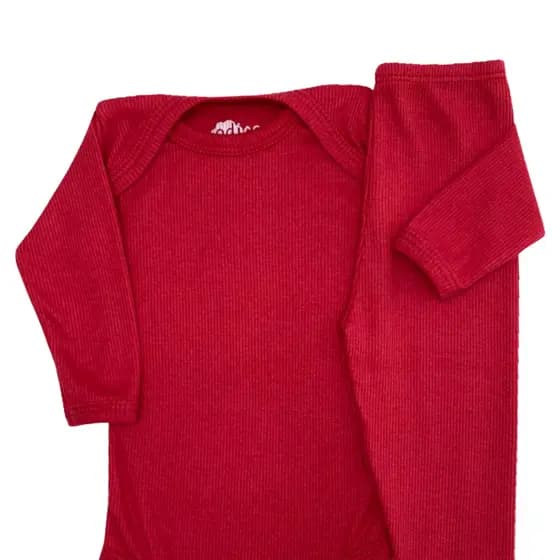 Conjunto Pagão Malha Canelada 100% Algodão Body+ Calça Cores Diversas Manga Longa