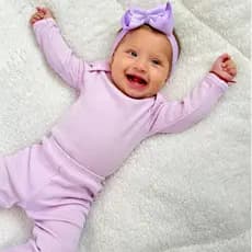 Conjunto Pagão Canelado Bebê Body e Calça Mijão Malha 100% Algodão Antialérgico RN ao G 3942-A