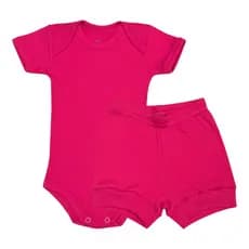 Conjunto Canelado Body Bebê + Shorts Pagão Menino Menina P/M/G 100% Algodão Antialérgico Odicon