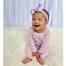 Conjunto Canelado Pagão Body e Calça Mijão Menino Menina Malha Ribana 100% Algodão RN ao G  3942-C4