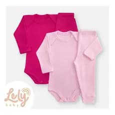 Kit 4 Peças Body e Calça Bebê 100% Algodão Canelado Premium 2 Body + 2 Calça