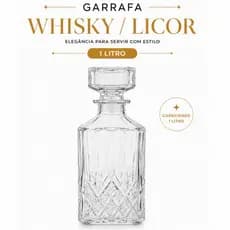 Garrafa Vidro 1L Whisky Licor Transparente Decoração Bar Whiskey Uísque