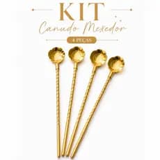 Canudo Mexedor de Drink Inox 4 Unidades Reutilizáveis Bebidas