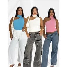 CAMISETA FEMININA BLUSA GOLA ALTA CASUAL DETALHE PESCOÇO BÁSICA MODERNA DIA A DIA VERÃO