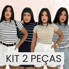 KIT 2 CAMISETAS BLUSAS LISTRADAS PLUS SIZE TAMANHO GRANDE MODA 2025 G GG MODA PLUS