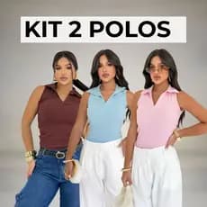 Kit 2 blusa regata polo Verão candy colors tendencia lançamento ribana premium