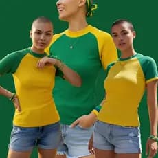 Camisa Brasil Ribana Canelada Ajustavel BabyLook Feminina Basico Camiseta T-Shirt