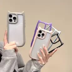 Orelha De Gato Acrílico De Alta Qualidade Case Celular Capinha Capa Para IPhone 17 16 15 14 13 12 11 Pro Max Plus 17Air