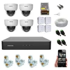 Kit CFTV gravador NVR em rede IP 4 câmeras Full Color + cabo + HD + Fonte + Acesso remoto