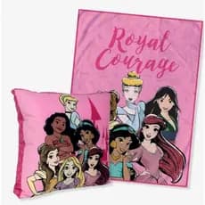 Kit Almofada+Manta Princesas Royal Courage Personagens Disney Rosa