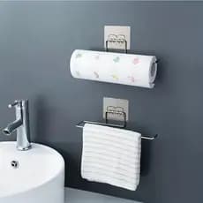 Gancho Multiuso Suporte Com Adesivo De Porta Papel Toalha Alumínio Filme Sem Furos Para Cozinha