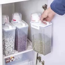 Pote Hermético Com Medidor Organizador De Alimentos Mantimentos Arroz 2L