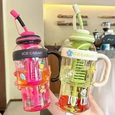 Garrafa Multiuso 1300ml Para  Água Chá Sorvete e Milkshake Cores Vibrantes e Design Moderno