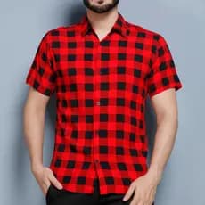 Camisa Social Estampada xadrez Masculina manga curta