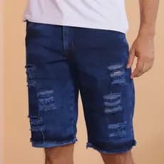bermuda jeans masculina rasgada slim Premium