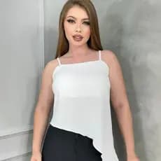 Kid de3 Blusa assimétrica Feminina moderna bico diagonal lançamento moda promoção