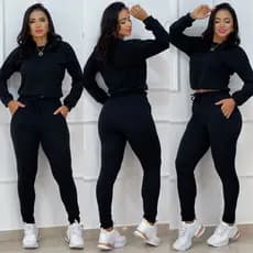 CONJUNTO CROPPED MANGA LONGA E CALÇA PARA FRIO LANCINHA LISA