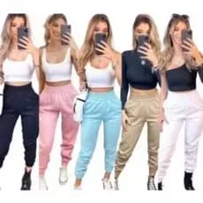 calça feminina moletom JOGGER GROSSA COS ALTA