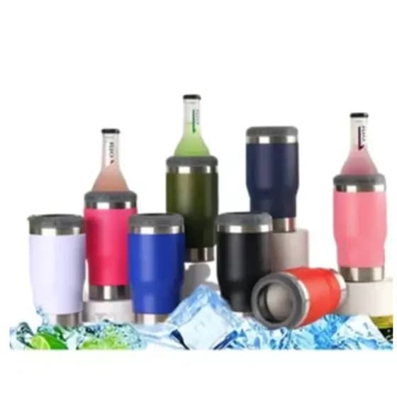 Copo Térmico Porta Lata e Long Neck Inox com Isolamento a Vácuo 5 em 1