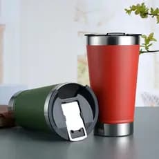 Copo Térmico Inox 473ml com Tampa Caneca Isolada para Bebidas Quentes e Frias