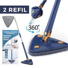 Esfregão Mop Triangular Giratório 360° Ajustável Multiuso com 2 Refis de Limpeza
