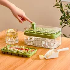 Forma de Gelo Dupla com Tampa – 64 Cubos para Freezer