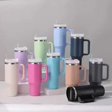 Copo Térmico para Carro 1200ml com Alça Aço Inox 304 com Tampa e Canudo Bebidas Quentes e Frias