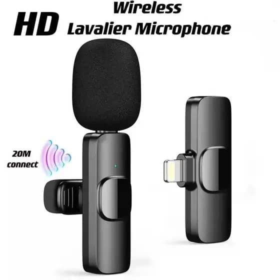 Microfone de Lapela Sem Fio para Vlog Compatível com iPhone Áudio Profissional Portátil