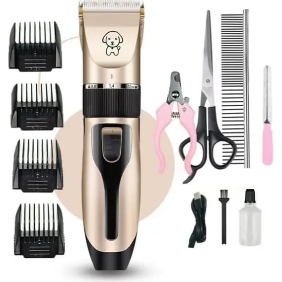Kit Completo Máquina de Tosa Profissional Pet para Cachorro e Gato com Tesoura, Pente e Lixa