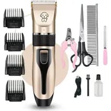 Kit Completo Máquina de Tosa Profissional Pet para Cachorro e Gato com Tesoura, Pente e Lixa
