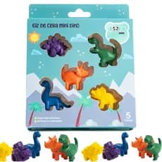 GIZ DE CERA MINI DINO FOFO - KIT COM 5 CORES