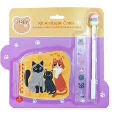 KIT ANOTAÇÃO GATOS  - BLOQUINHO FOFO COM CANETA FINELINER NO TEMA GATOS