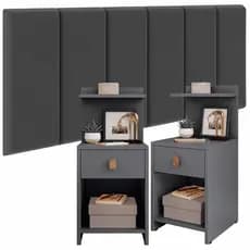 Conjunto Big Store Cabeceira 1.40 + 2  Mesas de Cabeceira Criado - Mudo Madeira  Boss Varias Cores