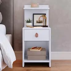Big Store Mesa de Cabeceira Criado - Mudo Decor Madeira Branco  Boss Branco