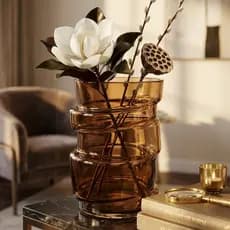 Vaso de Vidro Âmbar Forma Orgânica - casa nova  decoração elegante - Referência 15392 Vaso decorativo vaso para arranjo.