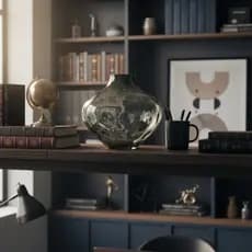 Vaso decorativo de vidro Fumê detalhe no vidro com efeito bolhas, vaso de vidro, vaso para escritorio, vaso moderno sala