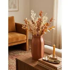 Vaso de Cerâmica Fashion Terracota 27cm - Ref. 123-184 Vaso decorativo, Vaso para arranjo, decoração, imitando costura
