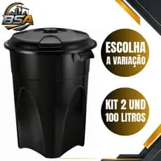 Cesto de Lixo Lixeira 100 Litros Preta com Tampa Cozinha