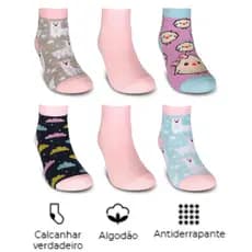 Kit 3 Pares Meias Infantil Antiderrapantes em Algodão Hoahi Conforto e Segurança para Bebês e Crianças