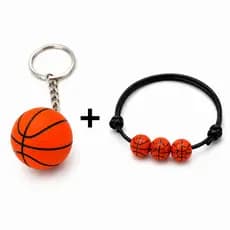 Kit Basquete Chaveiro Bola de Basquete + Pulseira Regulável Estilo Esportivo Presente Criativo