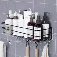 Suporte Porta Shampoo Prateleira de Banheiro Organizador De Parede Com Ganchos