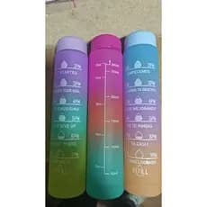 Garrafa de água com frases motivacional 300ml com canudo e adesivos