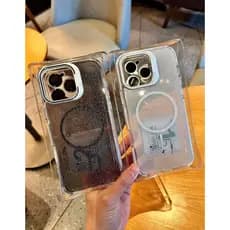 Capa + kit película de brilho Capinha suporte brilhosa brilhos delicados para iPhone17  pro max